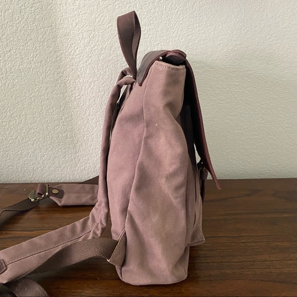 Unisoul Rugged Leather Canvas Brown Mocha Backpack Shoulder Book School Bag - Picture 10 of 13